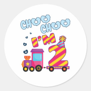 Choo Choo Ik ben 2 2e Verjaardagstrein Ronde Sticker