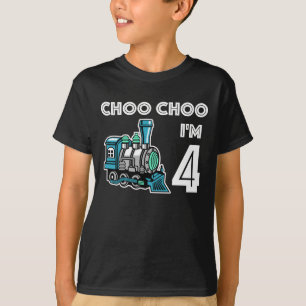 Choo Choo Ik ben vier jaar oud, schattige trein na T-shirt