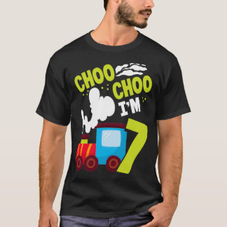 Choo Choo Im 7 Cute Train Lover Railroad 7th Birth T-shirt