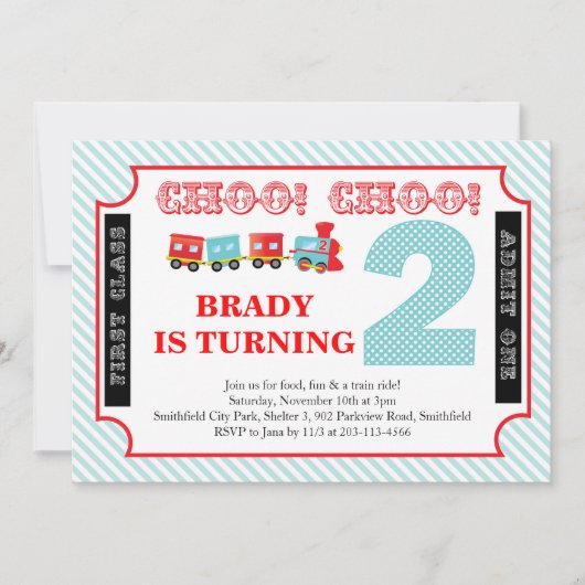 Choo Choo Kijk naar wie er 2 zijn - Uitnodiging vo (Voorkant)