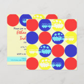 Choo Choo Stippen Birthday Party Invitation Kaart (Voorkant / Achterkant)
