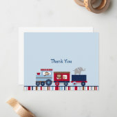 Choo Choo Train Animal Thank You Note Cartes (Devant/Arrière en situation)