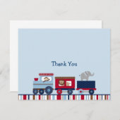 Choo Choo Train Animal Thank You Note Cartes (Devant / Derrière)