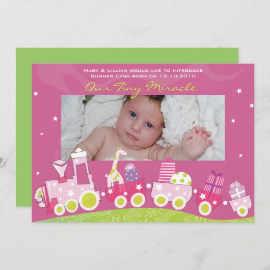 Choo choo Train Baby Faire-part GreetiIng Card (Devant / Derrière)
