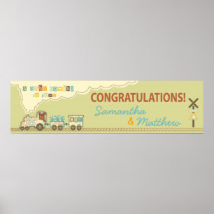 Choo Choo Train Baby shower Banner Poster