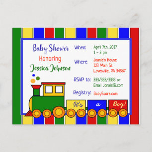 Choo Choo Train Baby shower Uitnodiging Briefkaart