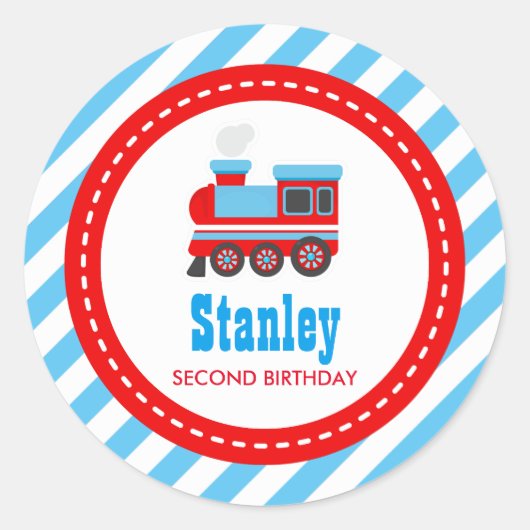Choo Choo Train Birthday Baby shower Ronde Sticker (Voorkant)