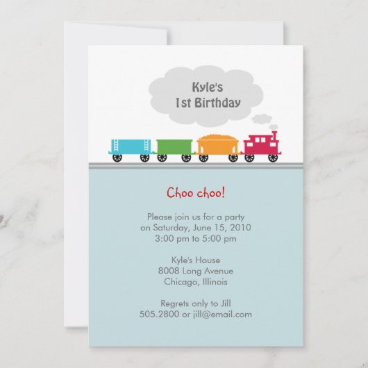 Choo Choo Train Birthday Party Invitation Kaart (Voorkant)