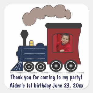 Choo Choo Train Birthday-stickers Vierkante Sticker
