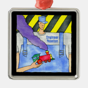 Choo Choo Train Engineer Metalen Ornament