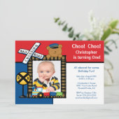 Choo Choo Train Foto van de geboorte Kaart (Staand voorkant)