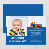 Choo Choo Train Foto van de geboorte Kaart (Voorkant / Achterkant)