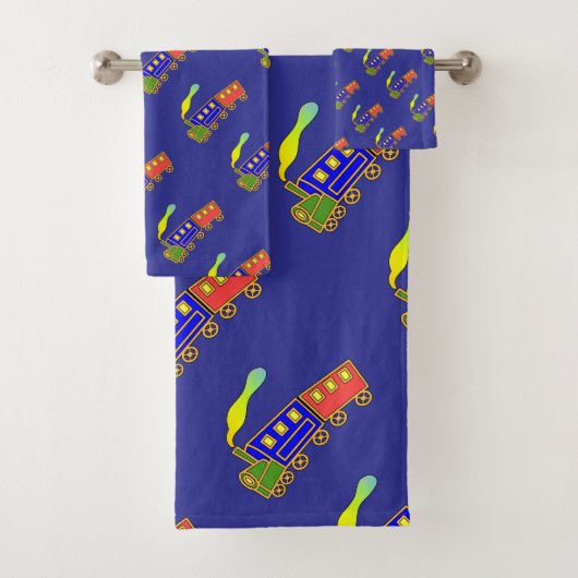 Choo Choo Train Kinder Blauw Bad Handdoek (Insitu)
