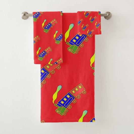 Choo Choo Train Kinder Rood Bad Handdoek (Insitu)