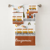 Choo Choo Train Patroon Voornaam Klein Kind Bad Handdoek (Insitu)