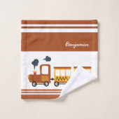 Choo Choo Train Patroon Voornaam Klein Kind Bad Handdoek (Wasdoekje)