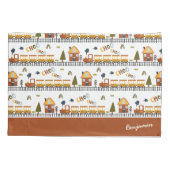 Choo Choo Train Patroon Voornaam Klein Kind Kussensloop (Achterkant)