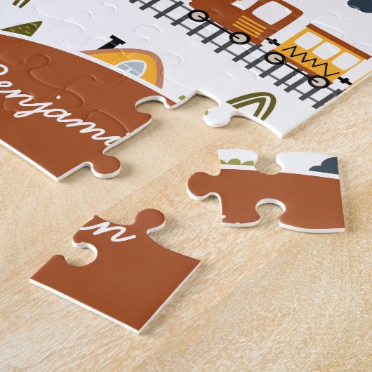 Choo Choo Train Patroon Voornaam Klein Kind Legpuzzel (Zijkant)