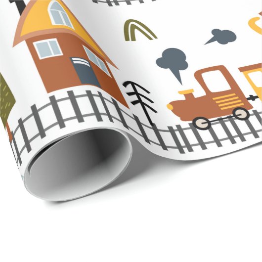 Choo Choo Train Pattern Little Kind Cadeaupapier (Rol Hoek)