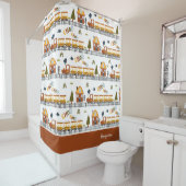 Choo Choo Train Pattern Little Kind Name Bathroom Douchegordijn (In situ)