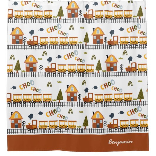 Choo Choo Train Pattern Little Kind Name Bathroom Douchegordijn (Voorkant)
