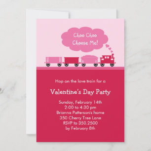 Choo Choo Train Valentine's Party Invitation