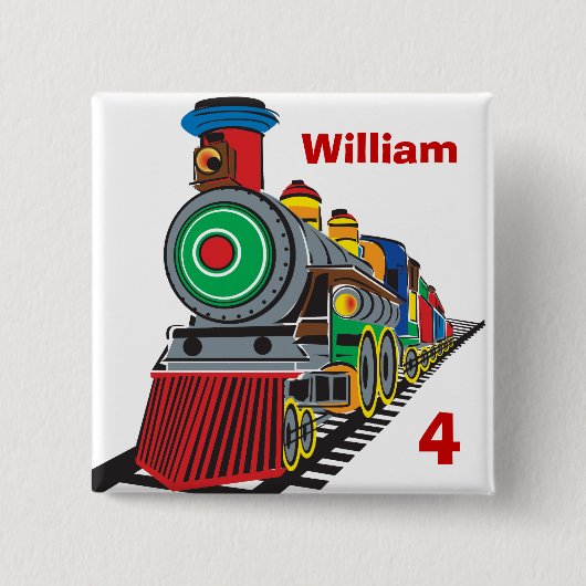 Choo Choo Train Vierkante Button 5,1 Cm (Voorkant)