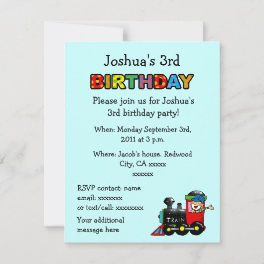 choo choo trein 3rd party kaart (Achterkant)