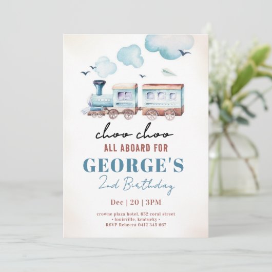 Choo Choo trein vervoer jongen verjaardag Kaart (Staand voorkant)