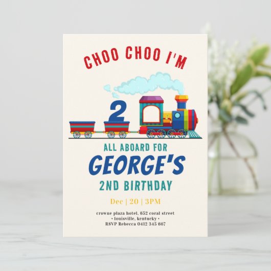 Choo Choo Trein Voertuig Vervoer Verjaardag Kaart (Staand voorkant)