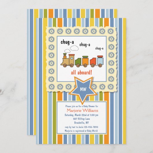 Choo Choo Uitnodiging (Voorkant / Achterkant)