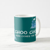 "Choo Choo vient ici le train" tasse turquoise ble (Devant droit)