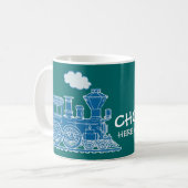 "Choo Choo vient ici le train" tasse turquoise ble (Devant gauche)