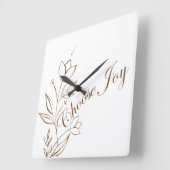 Choose Joy Abstract Flower Typography Vierkante Klok (Hoek)