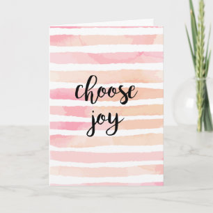 Choose Joy Blank Pink Watercolor Hand Lettering Kaart