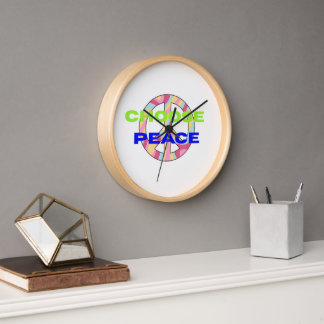 Choose Peace Modern Typography Wall Clock with Min