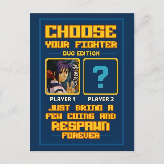„Choose Your Fighter – Duo Edition“ – Retro Briefkaart (Voorkant)