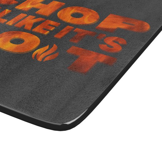 Chop it like it's hot, cool vurig design, zwart snijplank (Hoek)