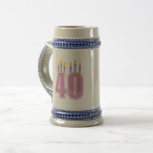 Chope À Bière 40 bougies (rose/pourpre) (Devant gauche)