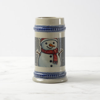 Chope À Bière Adorable Snowman avec Écharpe de Noël