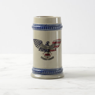 Chope À Bière Aigle américain vétéran “Fier d'avoir servi”