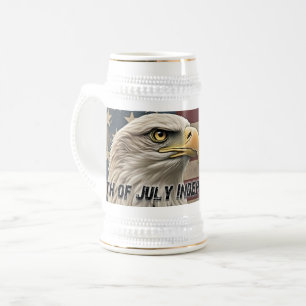 Chope À Bière Aigle majestueux et drapeau – Esprit de liberté