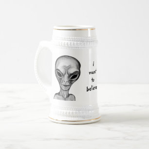 Chope À Bière Alien gris, je veux croire