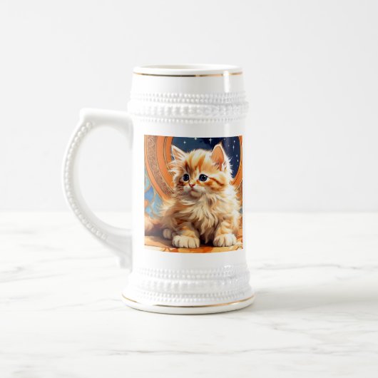 Chope À Bière Alphonse Mucha Art Nouveau Chat orange (Gauche)