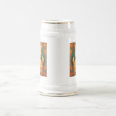 Chope À Bière Alphonse Mucha Style Chat orange (Centre)