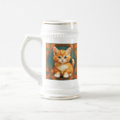 Chope À Bière Alphonse Mucha Style Chat orange (Gauche)