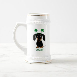 Chope À Bière Amusant Saint Patrick's Day Chien Shamrock
