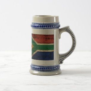 Chope À Bière Ancien drapeau en bois d'Afrique du Sud