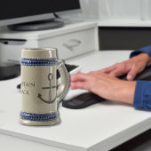 Chope À Bière Ancre personnalisée du nom de capitaine