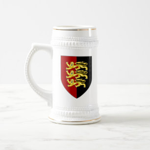 Chope À Bière Angleterre Stein - Lions sur rouge et noir